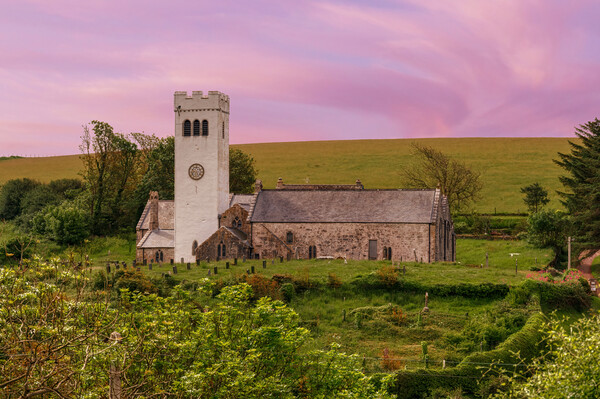 Heavenly Sunset at St James's Church, Manorbier Picture Board by Tracey Turner