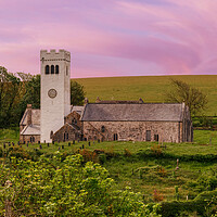 Buy canvas prints of Heavenly Sunset at St James's Church, Manorbier by Tracey Turner