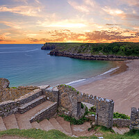 Buy canvas prints of Sunrise at Barafundle Bay in Pembrokeshire by Tracey Turner