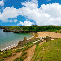 Buy canvas prints of Beautiful Barafundle Bay in Pembrokeshire by Tracey Turner
