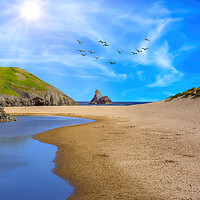 Buy canvas prints of Broadhaven South Beach in Pembrokeshire by Tracey Turner