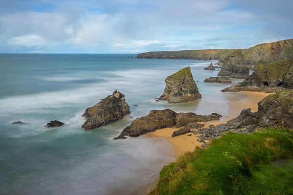 Autumnal Long Exposure at Bedruthan Steps, Cornwal Picture Board by Tracey Turner