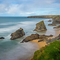 Buy canvas prints of Autumnal Long Exposure at Bedruthan Steps, Cornwal by Tracey Turner