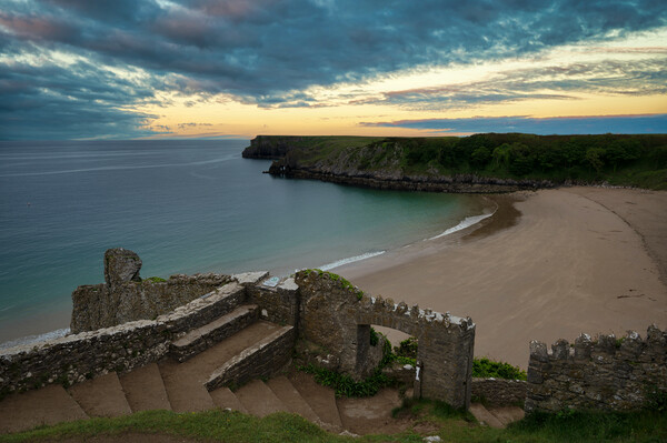Dawn Breaks at Barafundle Bay in Pembrokeshire Picture Board by Tracey Turner
