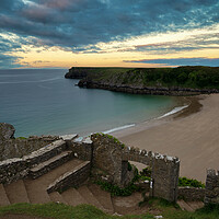 Buy canvas prints of Dawn Breaks at Barafundle Bay in Pembrokeshire by Tracey Turner