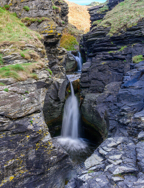 Waterfall at Rocky Valley, near Bossiney Haven in Cornwall Picture Board by Tracey Turner