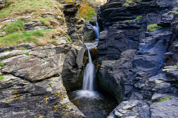Waterfall at Rocky Valley, near Bossiney Haven in Cornwall Picture Board by Tracey Turner
