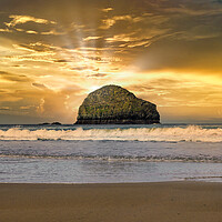 Buy canvas prints of Gull Rock at Trebarwith Strand in Cornwall by Tracey Turner