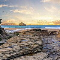 Buy canvas prints of Sunset at Trebarwith Strand in Cornwall by Tracey Turner