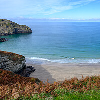 Buy canvas prints of Bossiney Bay Panorama, Cornwall by Tracey Turner