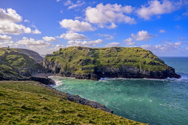 Tintagel Castle and Island Picture Board by Tracey Turner