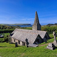 Buy canvas prints of St Enodoc Church overlooking Daymer Bay in Cornwal by Tracey Turner