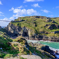 Buy canvas prints of Tintagel Castle Bridge and Headland by Tracey Turner