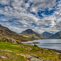 Buy canvas prints of Great Gable and Scafell Pike at Wast Water. by Tracey Turner