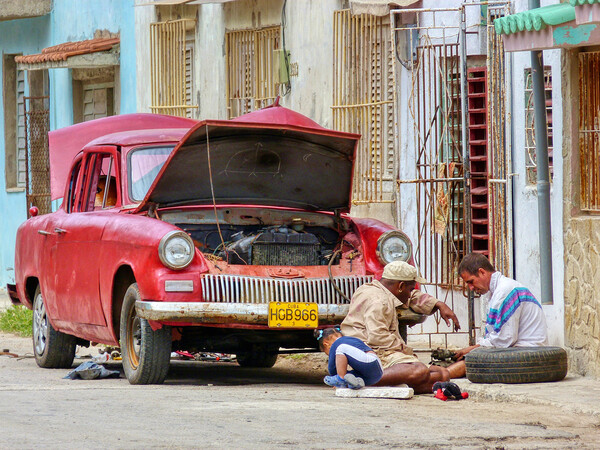 Car Trouble in Cuba Picture Board by Tracey Turner