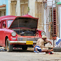 Buy canvas prints of Car Trouble in Cuba by Tracey Turner
