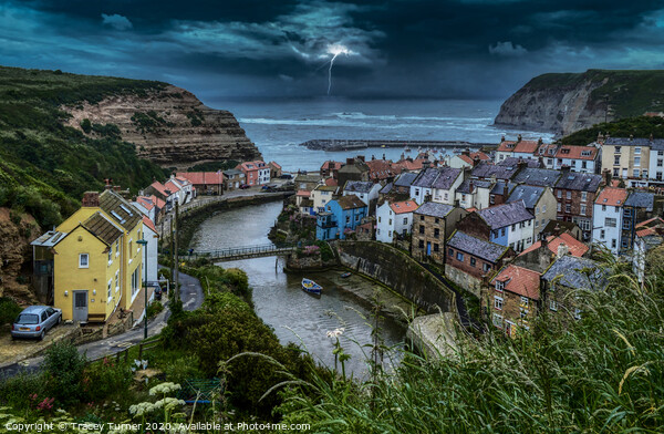 Dramatic Stormy Night in Staithes Picture Board by Tracey Turner