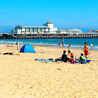 Buy canvas prints of Bournemouth beach and pier in Dorset, UK. by john hill