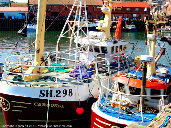 Fishing boats at Scarborough harbour in Yorkshire. Picture Board by john hill