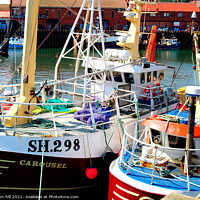 Buy canvas prints of Fishing boats at Scarborough harbour in Yorkshire. by john hill