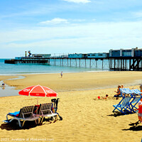 Buy canvas prints of Pier and sands at Sandown on the Ise of Wight, UK. by john hill
