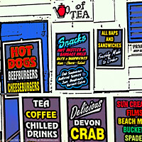 Buy canvas prints of Comic effect cafe wall. by john hill