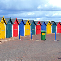 Buy canvas prints of Line of beach huts at Dawlish Warren in Devon. by john hill
