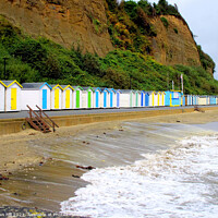 Buy canvas prints of Beach huts on Hope beach at Shanklin on the IOW. by john hill