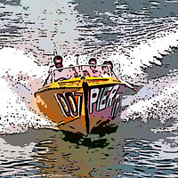 Buy canvas prints of Speedboat (illustration effect) by john hill