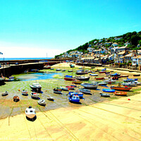 Buy canvas prints of Mousehole harbour at low tide in Cornwall by john hill