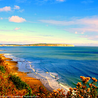 Buy canvas prints of Sandown bay from Shanklin cliffs on the Isle of Wight by john hill