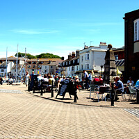 Buy canvas prints of Alfresco on the quayside at Weymouth in Dorset. by john hill