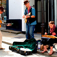 Buy canvas prints of Jazz trio of buskers. by john hill
