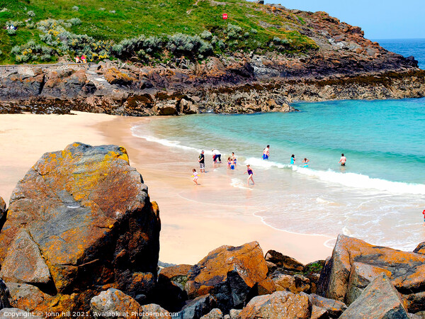  Portgwidden beach at St. Ives in Cornwall. Picture Board by john hill
