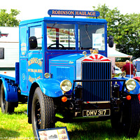 Buy canvas prints of Vintage Albion flat bed lorry by john hill