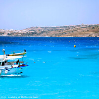 Buy canvas prints of Blue Lagoon and Gozo, Comino, Malta. by john hill