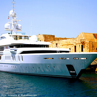 Buy canvas prints of Super yacht at Valletta in Malta. by john hill
