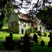 Buy canvas prints of The ancient church at Bonchurch on the Isle of Wight. by john hill