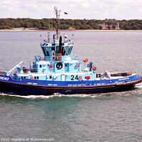Buy canvas prints of Tugboat on the Solent. by john hill