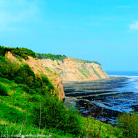 Buy canvas prints of Coastline looking North from Robin Hoods bay Yorkshire. by john hill