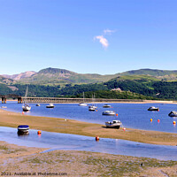 Buy canvas prints of Barmouth low tide Wales. by john hill