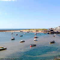Buy canvas prints of Barmouth harbour view Wales. by john hill