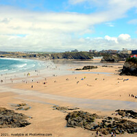 Buy canvas prints of Newquay beaches at low tide, Cornwall. by john hill