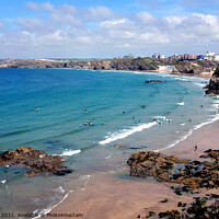 Buy canvas prints of Newquay at low tide, Cornwall. by john hill