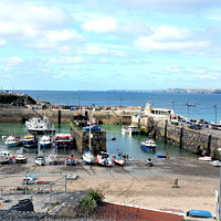 Buy canvas prints of Low tide Harbor, Newquay, North Cornwall, UK. by john hill