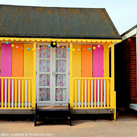Buy canvas prints of Colorful beach hut. by john hill