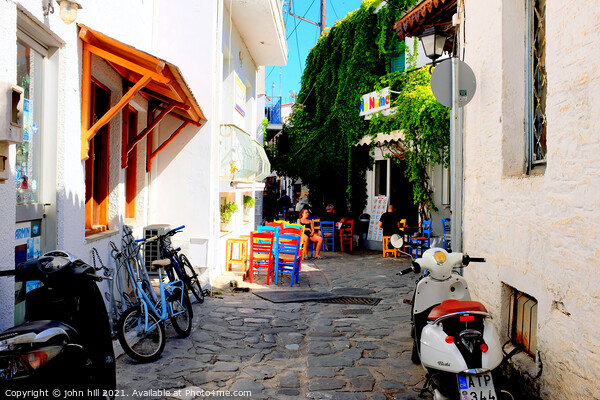 Skiathos town back street, Greece. Picture Board by john hill