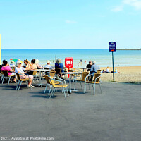 Buy canvas prints of Alfresco by the beach, Weymouth, Dorset, UK. by john hill