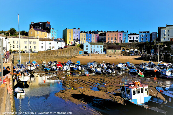 Low tide harbor, Tenby, South Wales, UK. Picture Board by john hill
