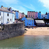 Buy canvas prints of Harbor beach, Tenby, South Wales, UK. by john hill